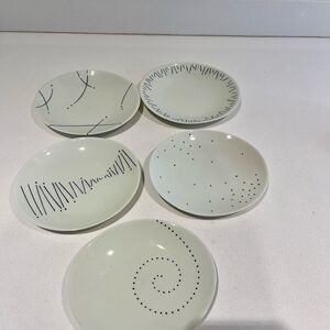 Modern minimalist Black white Patterned Ceramic oval dessert appetizer Plate Set